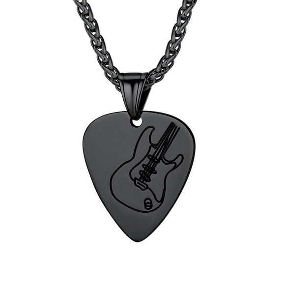 Suplight Unisex Rock Punk Jewelry 316L Stainless Steel Guitar Picks/Bass Music Note Necklace