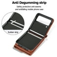 thumbnail image 4 of For Samsung Galaxy Z Flip 4 PU Leather Case, Stylish Crossbody Strap Wristband Card Slots Magnetic Snap RFID Blocking Drop Protective Rugged Case for Samsung Galaxy Z Flip 4, Brown, 4 of 7