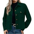 thumbnail image 3 of DDAPJ pyju Women's Corduroy Cropped Jacket 2025 Winter Fall Lapel Button Down Casual Short Shacket Jackets Coats with Pockets Dark Green S, 3 of 8
