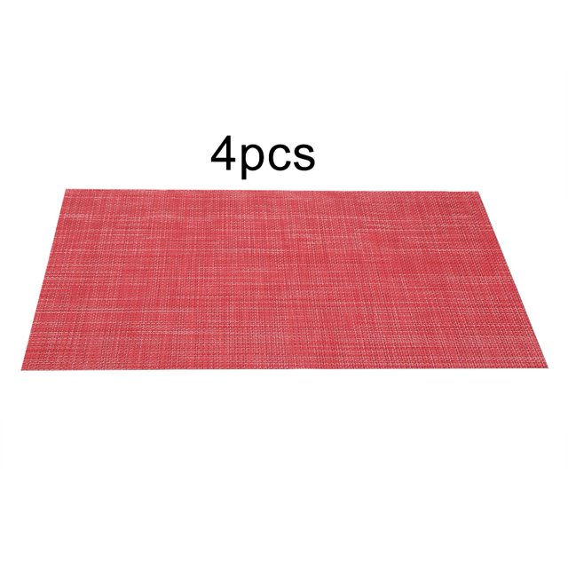 Juego de 4 manteles de PVC resistentes al calor, cuadrados, de punto, de color rojo, 30 x 45 cm, para mesas y ollas