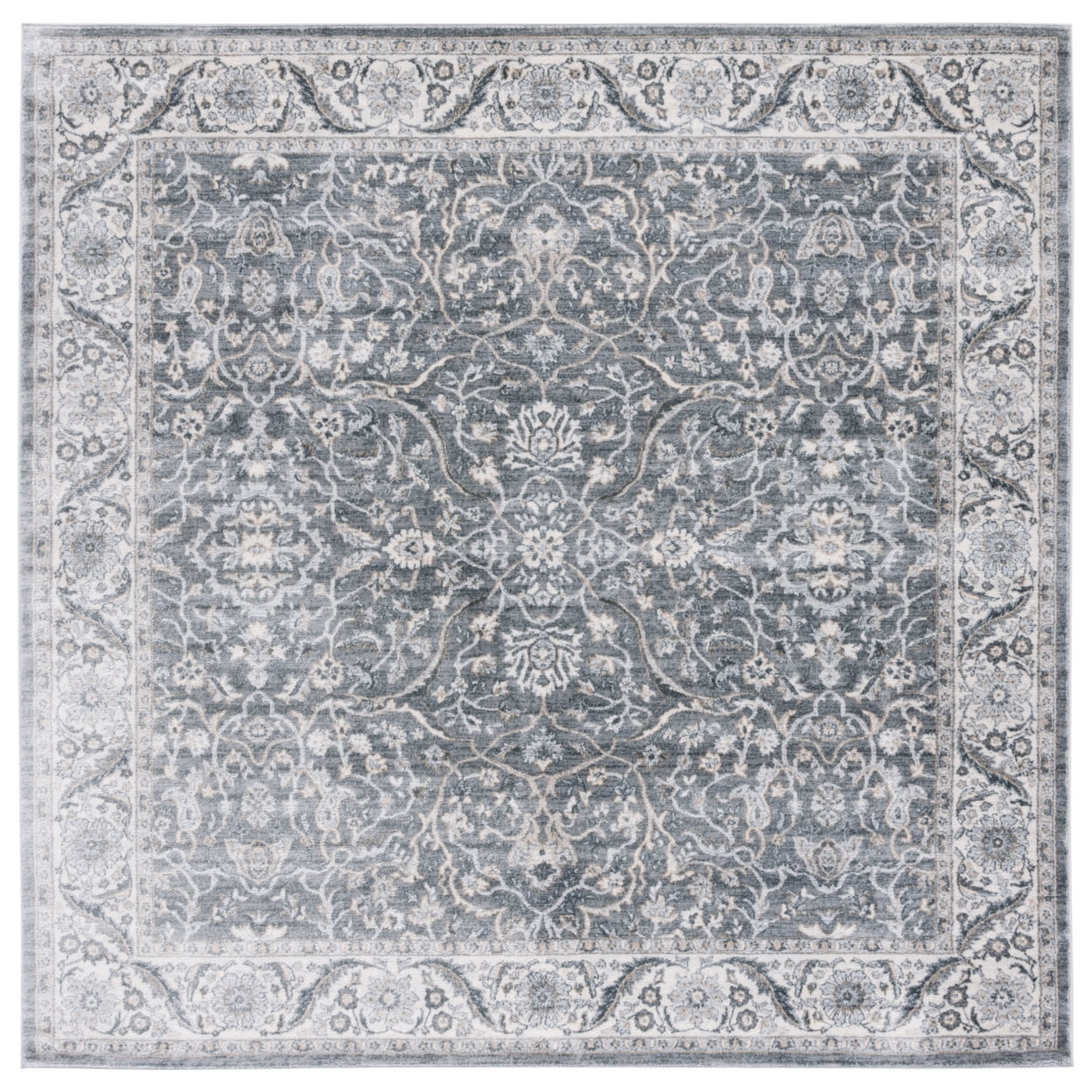 SAFAVIEH Isabella Kuzman Floral Bordered Area Rug, Grey/Dark Grey, 5'3" x 7'6"