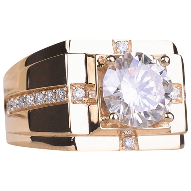 Anillo de los hombres de oro de imitación chapado de alta Moissanite anillo de bodas Anillos