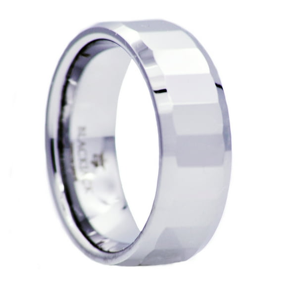 Arista Men's Brushed and Polished White Tungsten Carbide Ring