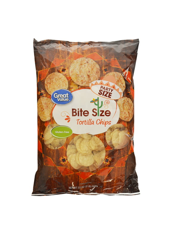 Great Value Bite Size Tortilla Chips Party Size, 32 oz
