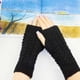 thumbnail image 3 of Guantes de punto unisex de invierno de 20 cm, mangas largas sin dedos con orificio para el pulgar para hombres y mujeres (negro), 3 of 6
