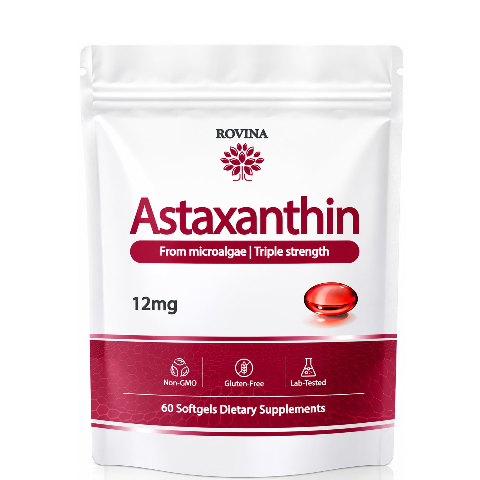 ROVINA Astaxanthin 12mg Softgels, Triple Strength Antioxidant