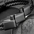 thumbnail image 4 of Personalized Bracelet for Men, Custom Engraved Leather Wristband with Adjustable Stainless Steel Clasp, Name Date Family Jewelry Gift, 4 of 12