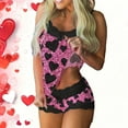 thumbnail image 2 of yievot Valentines Pajamas for Women Cami Pjs Valentine Day Sleepwear Heart Print Tops and Shorts Set Loungewear, 2 of 6
