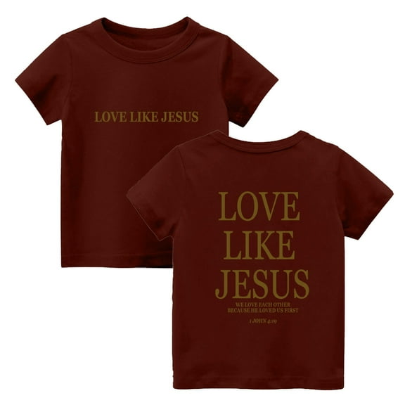 HAJWOH Kids Jesus Shirts Cute Jesus Love You Shirts Short Sleeve Jesus Shirt for Boys Girls Crewneck Christian Tshirts Holiday Religious T-Shirt Wine 11-12 Years
