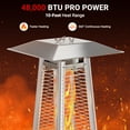 thumbnail image 3 of Segmart 48,000 BTU Pyramid Patio Heater, Tall Standing Outdoor Propane Heater with Wheels & Tip-Over Safety Protection, Visible Flame Glass Tube for Backyard, Garden, Commercial Use - Gray, 3 of 7
