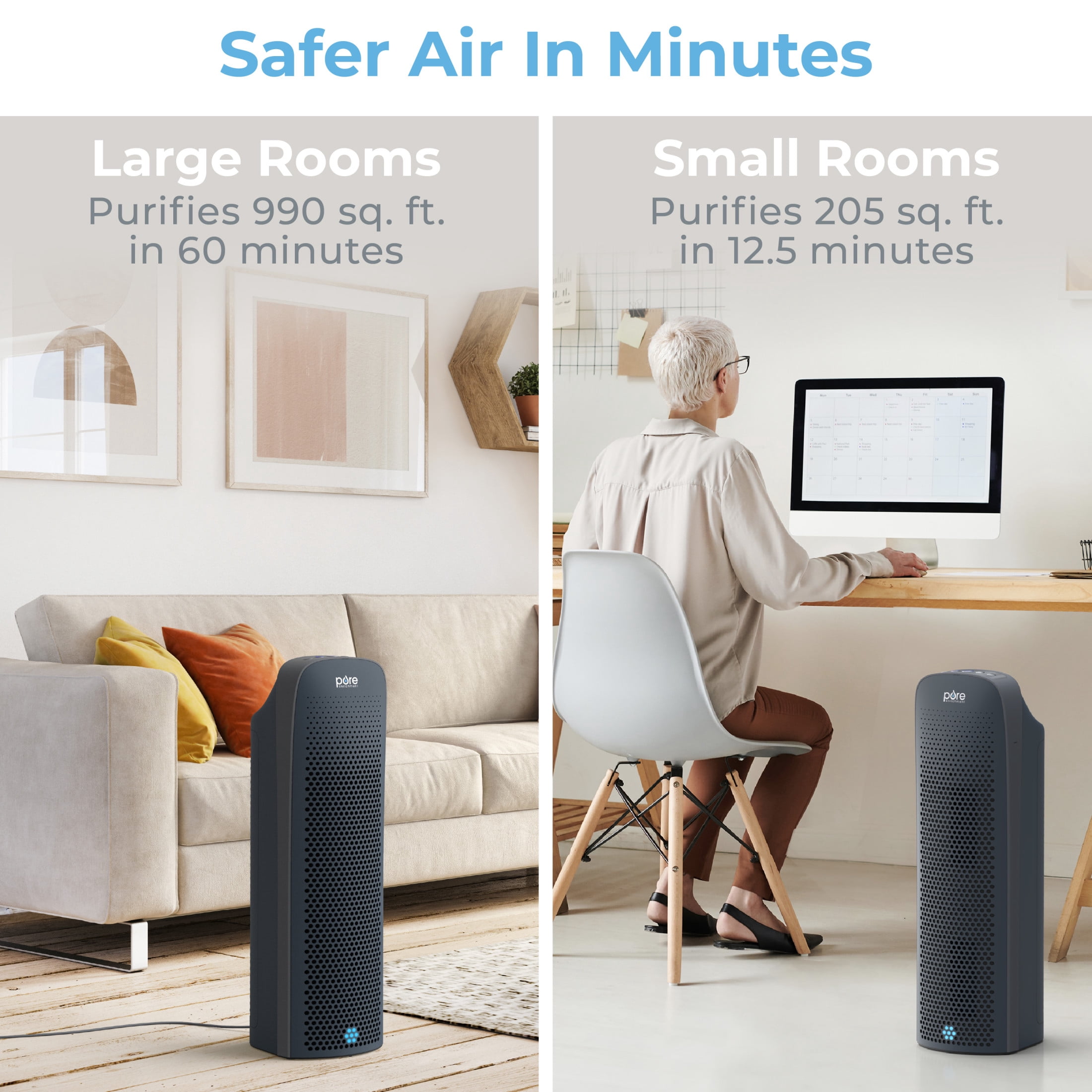 Pure Enrichment PureZone Elite Large Room True HEPA 4 Stage Filtration Air Purifier, Graphite