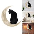 thumbnail image 2 of Letrero de metal colgante con forma de luna y gato negro Letrero de metal colgante con forma de luna y gato negro Arte de pared de metal Campana de viento colgante, 2 of 5