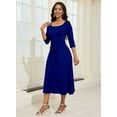 thumbnail image 4 of KISSMODA Midi Dresses for Women Casual 3/4 Sleeve Wrap Dress Plus Size Curvy Cocktail Dresses with Pockets, 4 of 6
