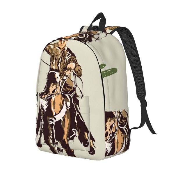 Fotbe Vintage Cowboy Riding Horse Mochila de Lona con Estampado, Mochila Duradera, Mochila Versátil de Alta Calidad, Mochila Compacta Vintage-Medium