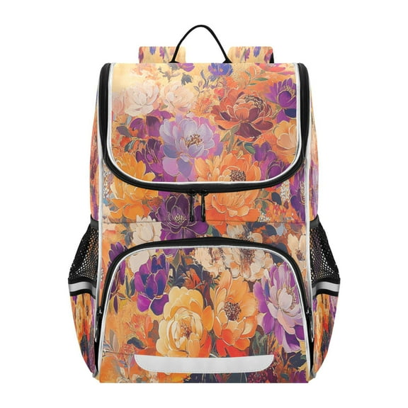 YAZAOO School Backpack Travel Bag Bookbags Bookbags Vibrant Floral Burst Pattern