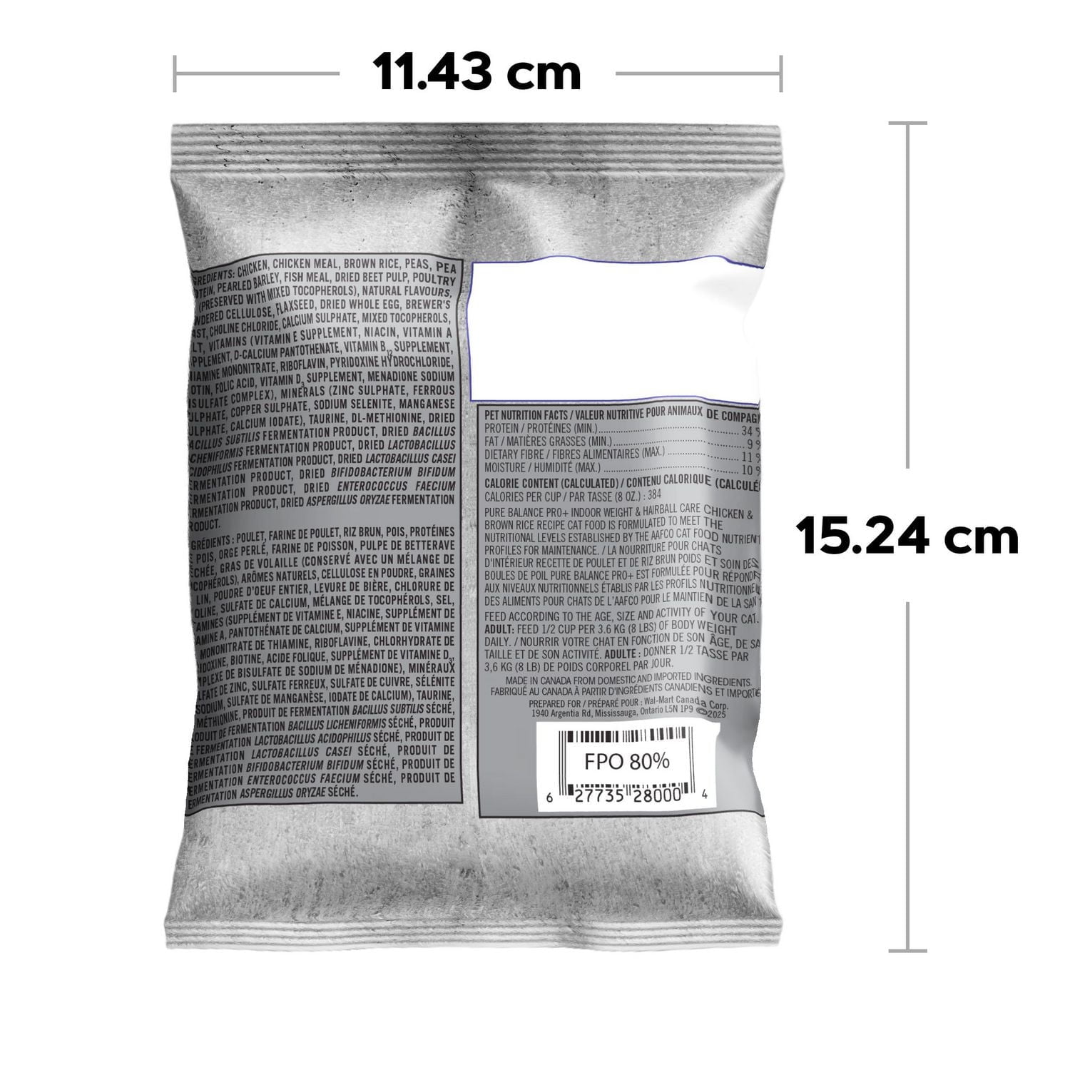 Pure Balance Pro+ Indoor Weight & Hairball Care with Chicken & Brown Rice Dry Cat Food, 100 g, 3 kg, 7 kg