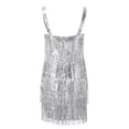 thumbnail image 5 of BYHONG Womens Tassel Dress Sexy Fringe Dresses Sleeveless Flapper Mini Dress Sequin Cocktail Dress for Evening Party Silver S, 5 of 5