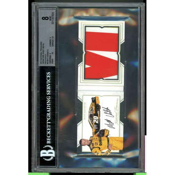 Matt Kenseth Card 2017 National Treasures Signature Sheet Holo Gold (4/10) BGS 8