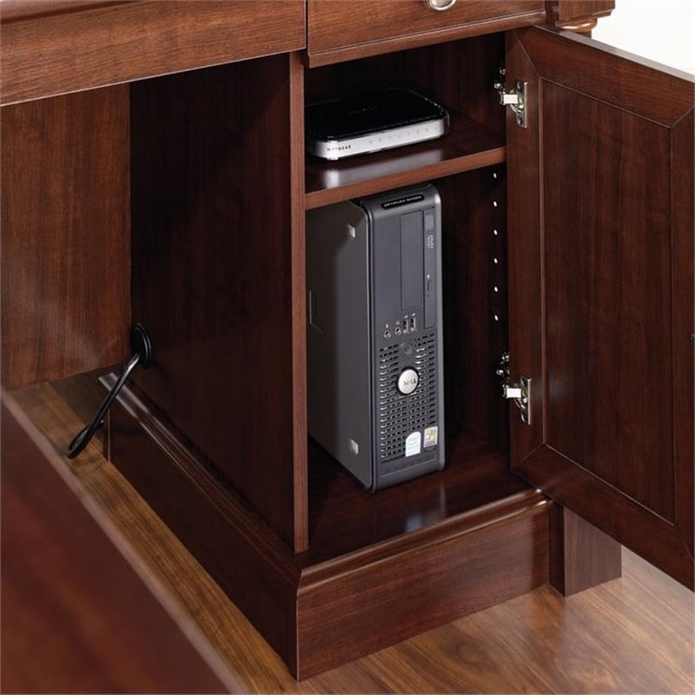 Bowery Hill Traditional Wood Office Desk - Ebony Black, 3 Drawers + File Drawer