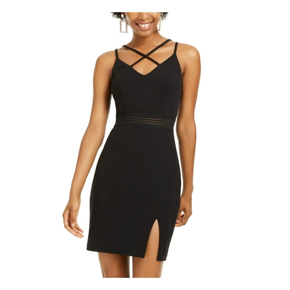 City Studio Womens Criss-Cross Bodycon Dress, Black, Juniors, 3