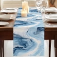 thumbnail image 3 of Table Runners 72 Inches Long Dress Scarves, Blue Marble Farmhouse Kitchen/Dining Table Runner, Coffee Tablerunners, Summer Ocean Wave Blue Ombre 18x72 Inch, 3 of 9