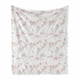 thumbnail image 1 of Floral Soft Flannel Fleece Throw Blanket, Magnolia Flowers on Branches and Falling Pinkish Flower Petals Pattern, Cozy Plush for Indoor and Outdoor Use, 70" x 90", Pale Pink Mauve Taupe, by Ambesonne, 1 of 6