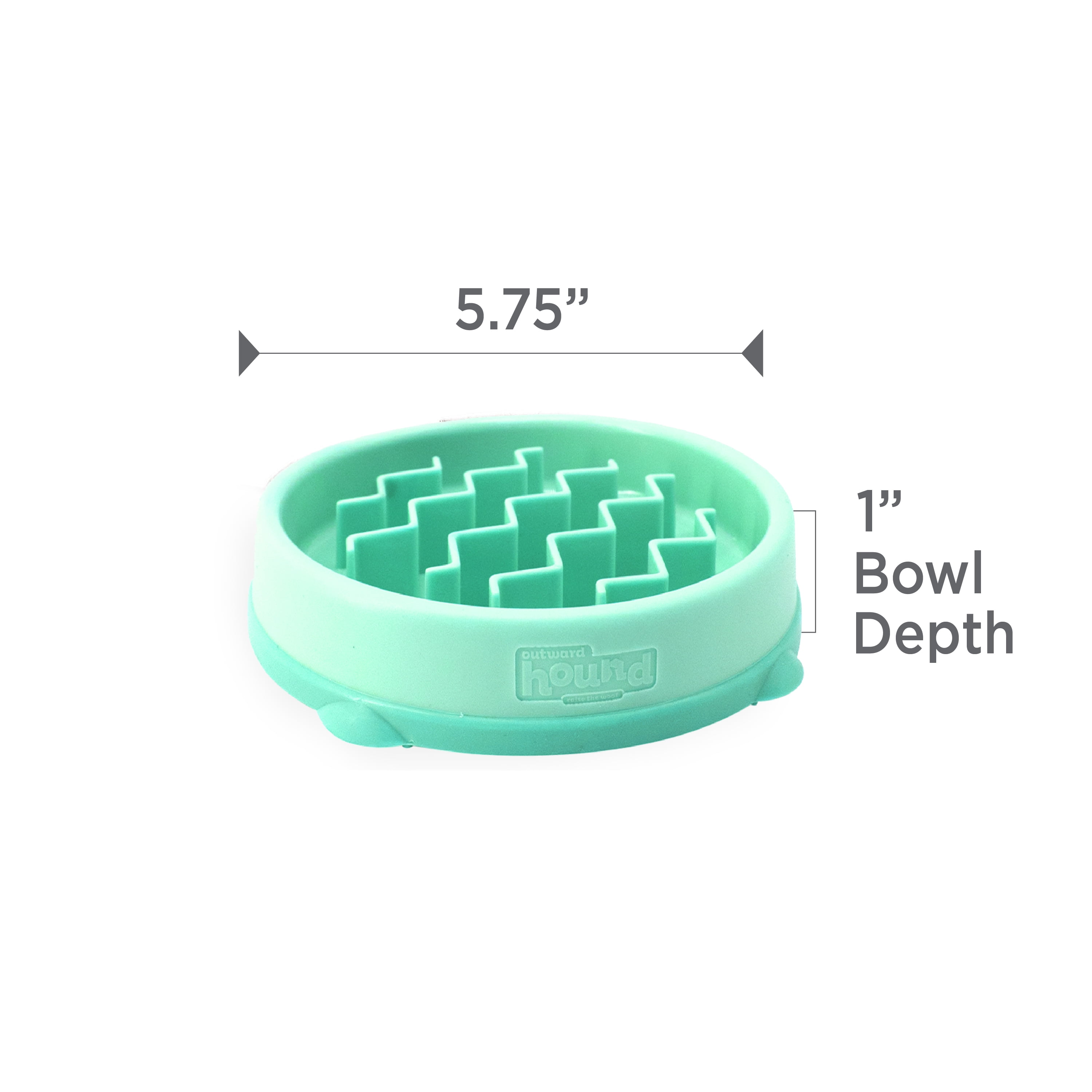 Outward Hound Fun Feeder Slo Bowl – Small 3/4-Cup Capacity, Slow Feeding, Small Dogs, Puppies & Cats, Non-Slip, Mint, Wave Pattern