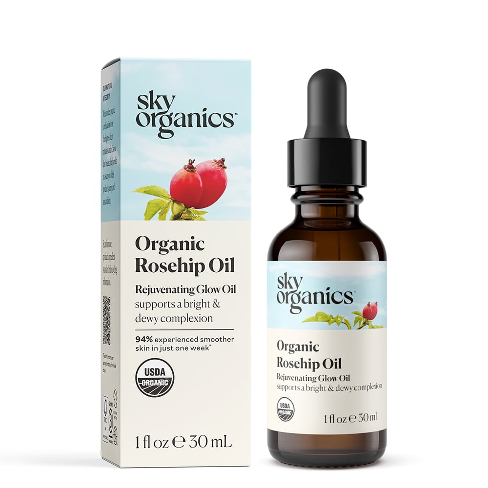 Sky Organics Organic Rosehip Oil, Rejuvenates and Brightens Face, 1 fl oz