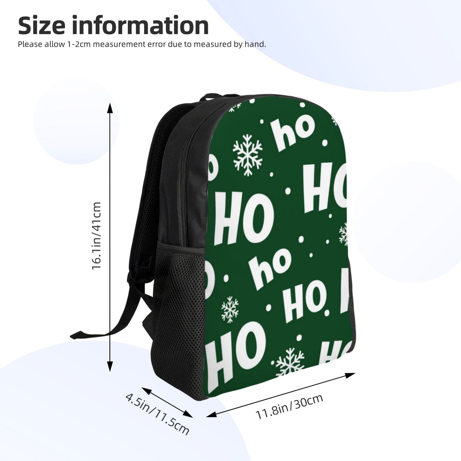 Xecao Ho Ho Ho A Print School Backpack with Laptop Compartment Small Travel Laptop Backpack for Women Men Waterproof College Backpack Simple School Bag