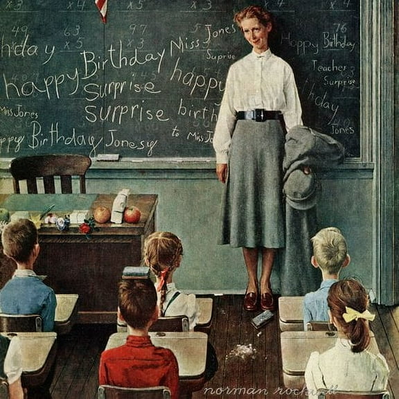 Marmont Hill "Happy Birthday, Miss Jones" by Norman Rockwell Painting Print on Canvas
