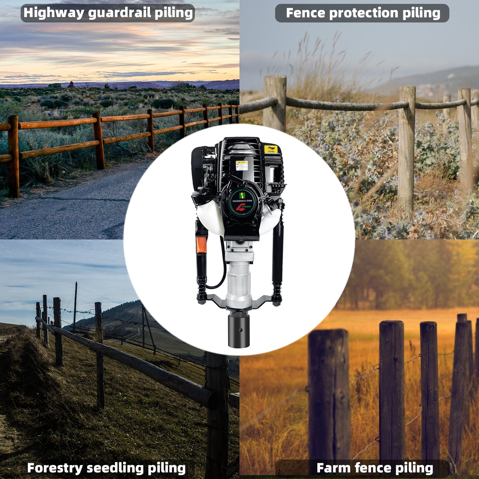 4 Stroke 38CC JKCHEN PRO Gas Powered T Post Driver Hammer Drills, Gasoline Pile Driver Fencing Tool Machine