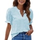 thumbnail image 1 of Camisa de gasa con pompones Nikou para mujer manga corta abullonada, 1 of 6