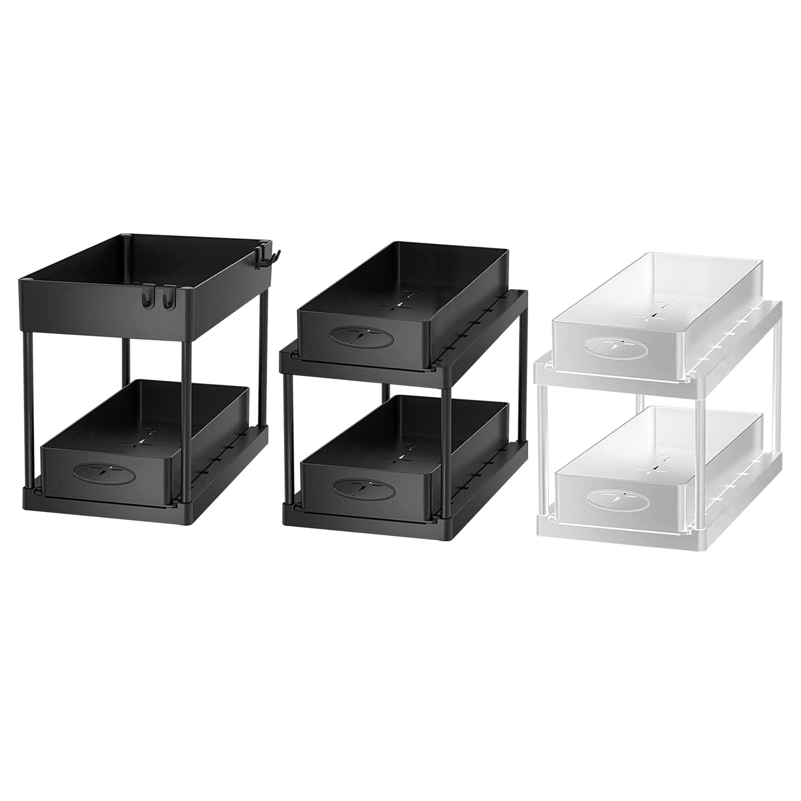 Tiyuyo 2Tier Under Sink Sliding Organizer Drawer Rack (Black 1 Sliding)