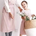 thumbnail image 4 of Cotton and Linen Kitchen Cooking Aprons Dress for Women with Pockets Cute for Baking Painting Gardening Cleaning,Pink, 4 of 5