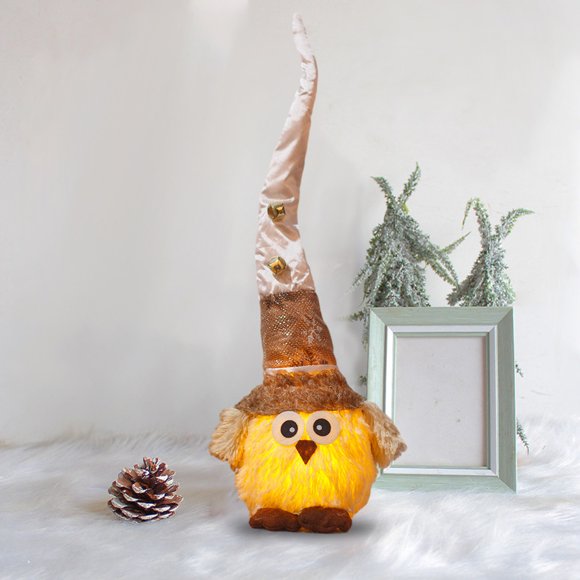 Décorations de Noël Intérieur Extérieur, Figurines de Gnome Hibou avec Lumière LED pour Automne et Cadeau de Décoration de Noël Décoration d'Automne Lumière LED Décoration de Noël Décoration Intérieure Gnome Hibou