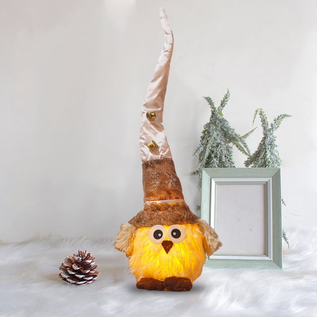 Clearance! Decoration Owl Gnome Figures with LED Light for Autumns and Christmas Decor Gift Autumns Decoration LED Light Christmas Decoration Indoor Decoration Owl Gnome