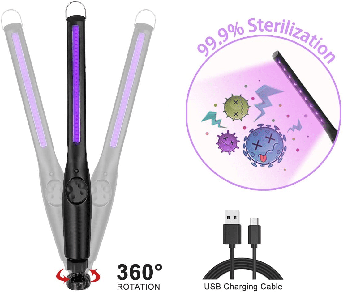 Upromax UV Sanitizer Wand Handheld Light Sterilizer/Portable Disinfection Stick for Household Travel Office Hotel Car