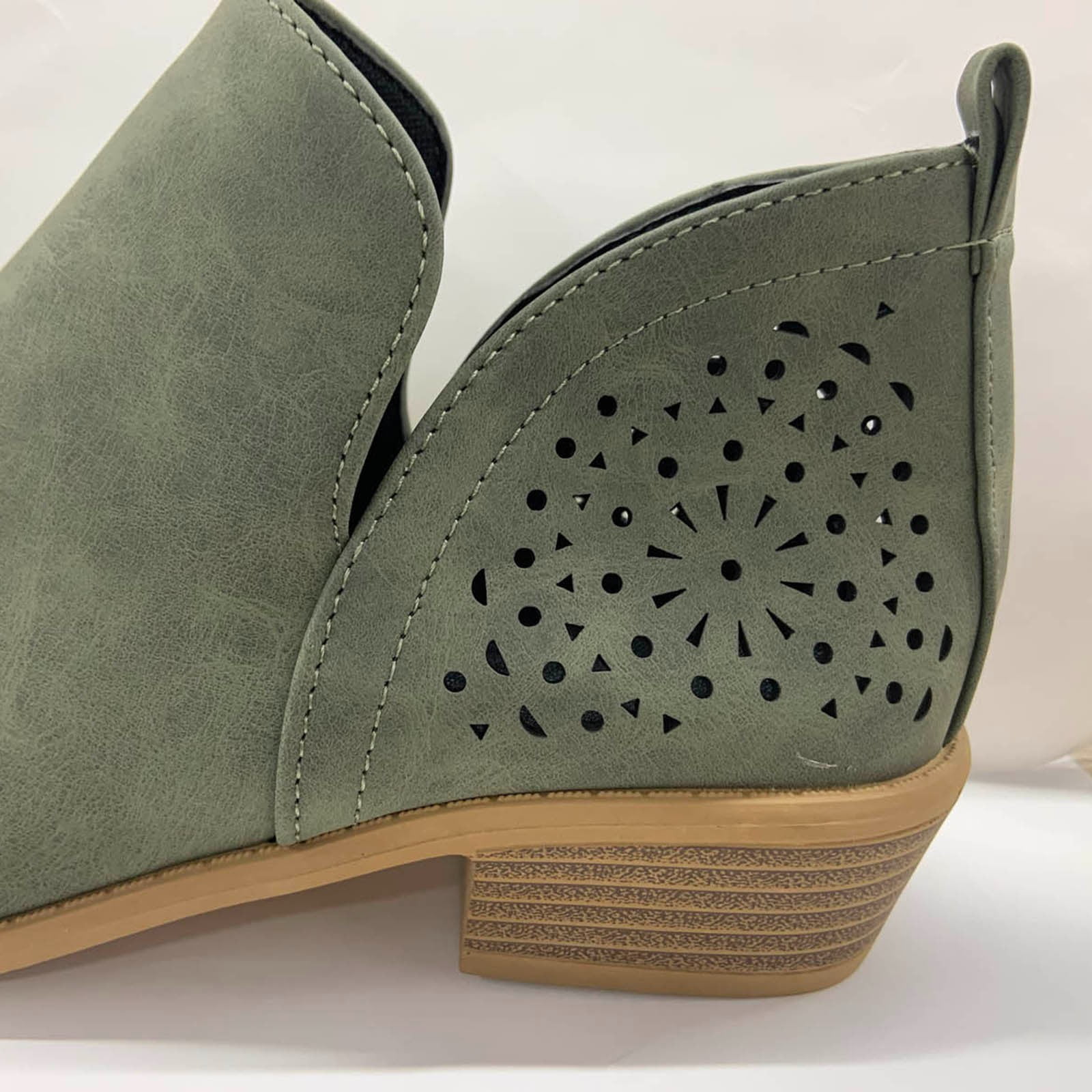 靴 YELLO LOOSE FIT SHORT BOOTS gray Mostsola Womens Ankle Boots Cutout Low Heel Western Short Boots