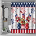 thumbnail image 1 of Cortina de ducha con diseño del Día de la Independencia, tela divisoria decorativa para baño, impresión digital, impermeable, con ganchos, sin perforaciones, de nailon y elastano., 1 of 6