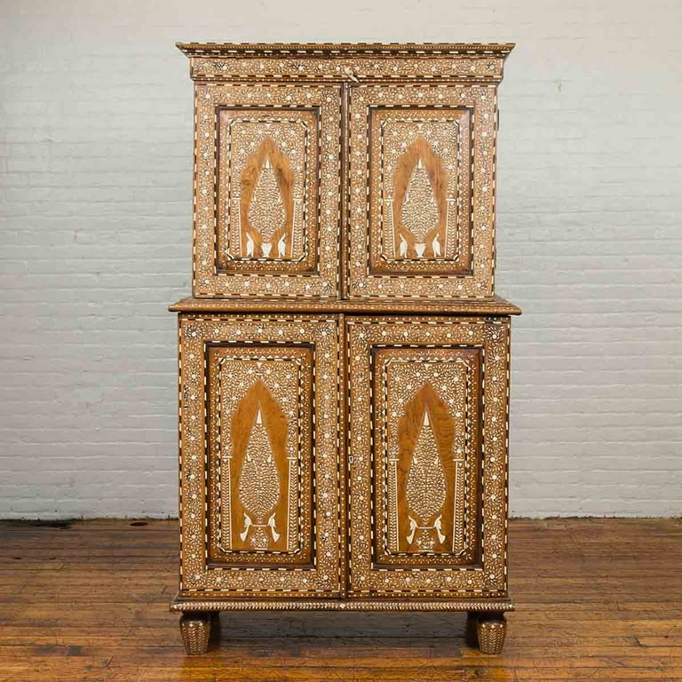 Old Indian Bone Inlay Teak Chest - Ca 1900 Old Indian Bone Inlay Teak Chest - Ca 1900