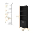 thumbnail image 3 of FM FURNITURE Durango Bookcase Double Door Cabinet Engineered Wood Black, 3 of 7