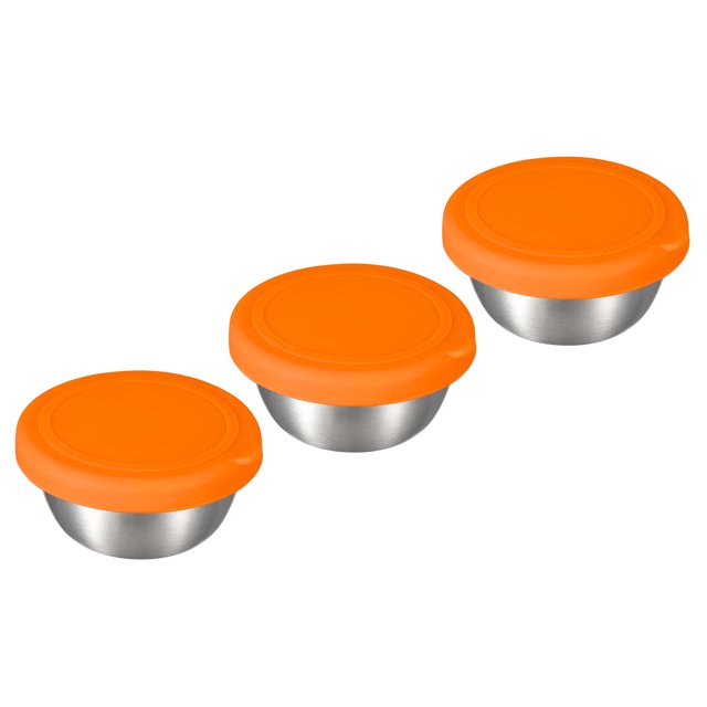 Unique Bargains 3 Pcs Contenant de Vinaigrette à Emporter, 1.75oz Petits Contenants à Condiments Tasses Réutilisables pour Sauces, Orange