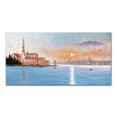 thumbnail image 3 of Mintura Obra de arte hecha a mano de gran tamaño Pintura al óleo pintada a mano sobre lienzo La hermosa ciudad costera Arte de pared moderno para decoración del hogar, 3 of 5
