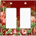 thumbnail image 6 of Metal Light Switch Plate Outlet Cover Tropical Pink Flamingo Flower Leaves Burgundy FGO009, 6 of 13