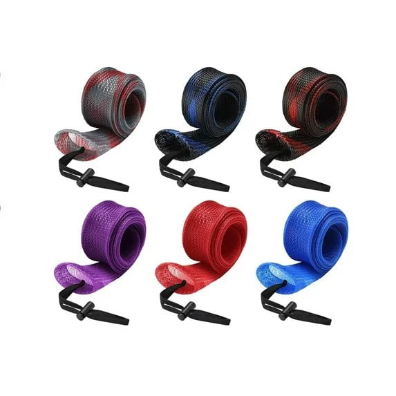 Lsupdaol 7ft Lengthen 6 Pcs Fishing Rod Sleeve Socks Covers Braided Mesh Rod Protector Fishing Tools Accessories for Bait Casting Sea