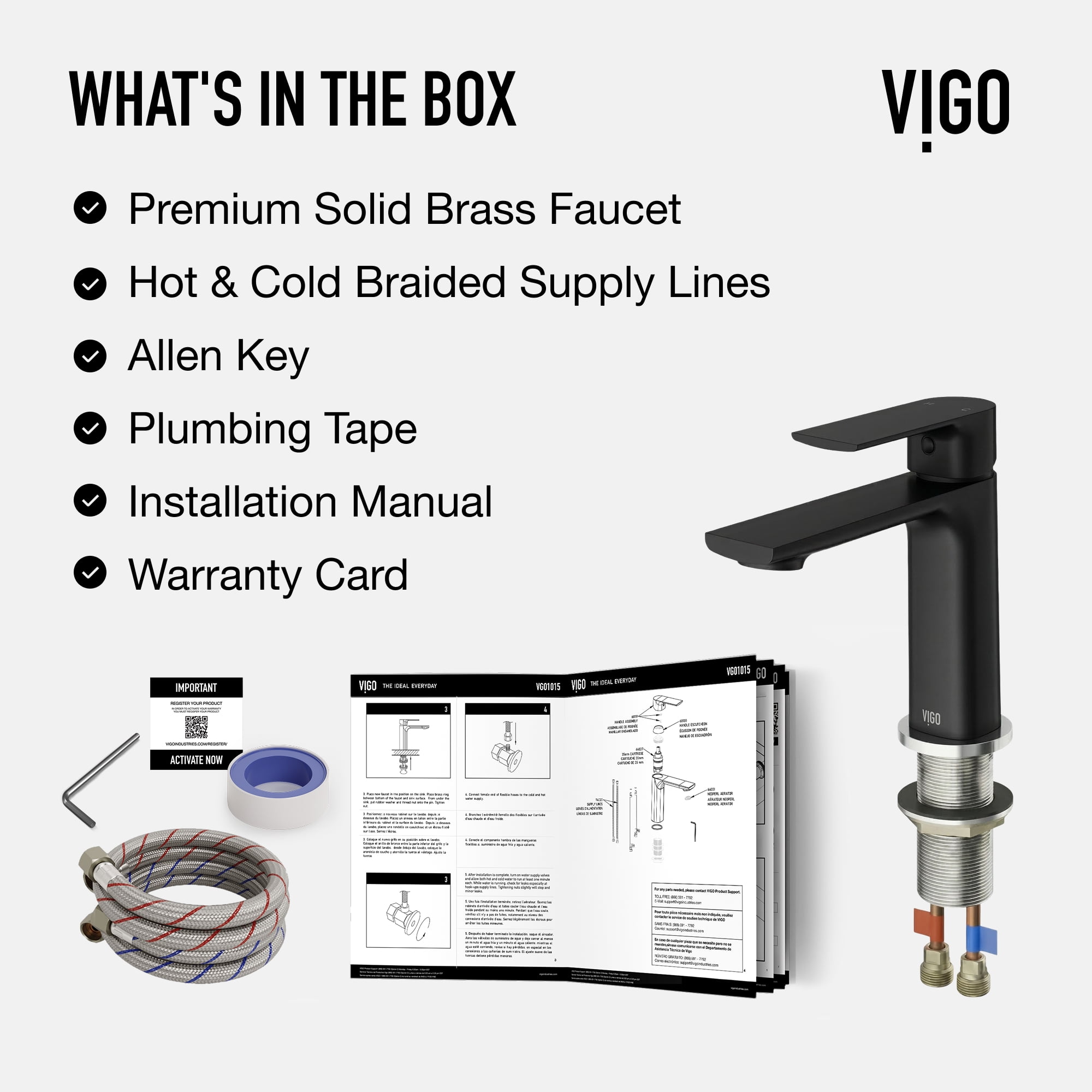 VIGO Davidson Single Handle Single-Hole Bathroom Faucet Sink in Matte Black