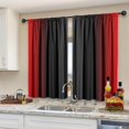 thumbnail image 2 of Rideaux de Cuisine Rouges et Noirs 2 Panneaux pour Salle à Manger Rideau Ombré Abstrait Longueur 39 Pouces Semi-Transparent à Passe-Tringle Panneau de Traitement de Fenêtre pour Salon,27.5"x39 Pouces, 2 of 4