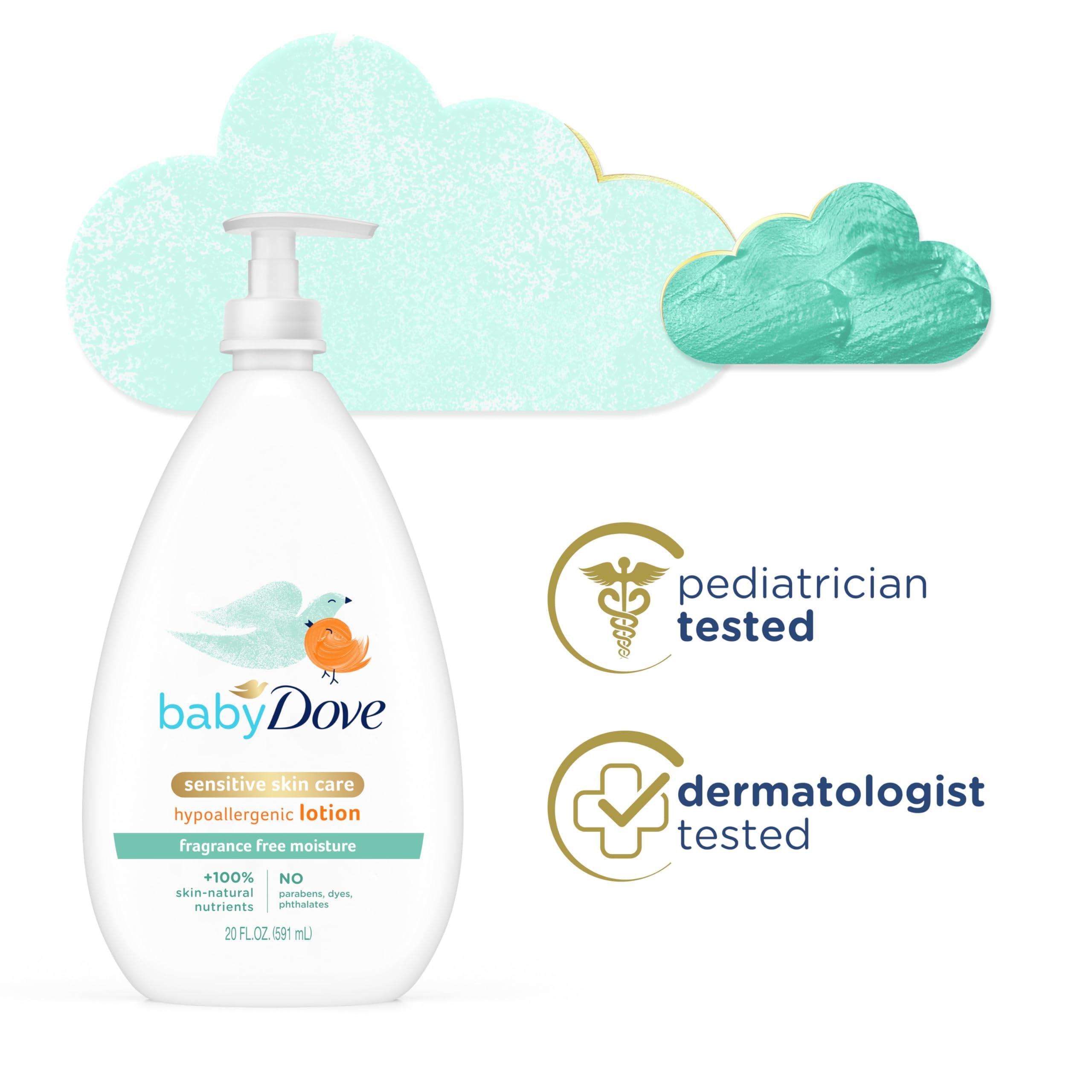 Baby Dove Face and Body Lotion for Sensitive Skin Moisture Fragrance-Free Baby Lotion 20 oz C35