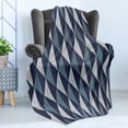 thumbnail image 4 of Geometric Soft Flannel Fleece Throw Blanket, Rhombuses and Dots Composition of Abstract Shapes Retro Revival, Cozy Plush for Indoor and Outdoor Use, 70" x 90", Bluegrey Dark Blue White, by Ambesonne, 4 of 5