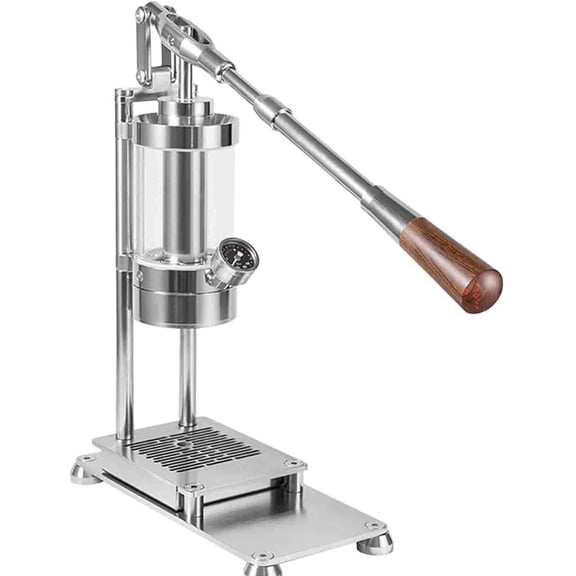 Lever-Operated Espresso Machine, Stainless Steel Espresso Machine, Suitable For Cappuccino, Latte, And Silver Coffee